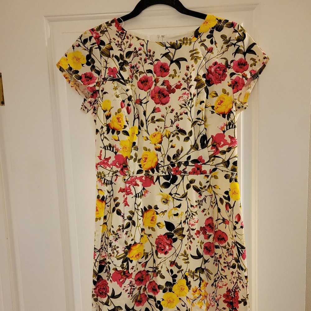 Adrianna Papell Floral Short Sleeve Dress, Size 8